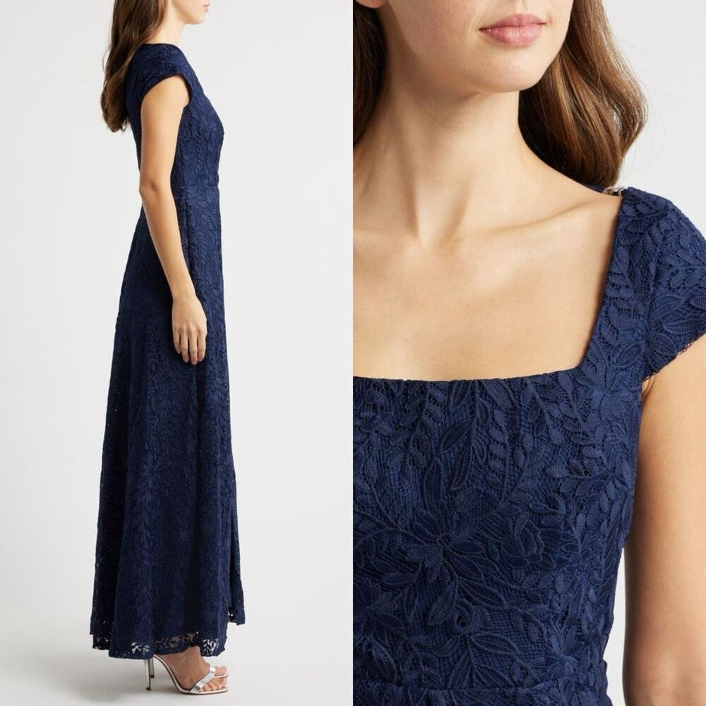 Kay Unger Claudia Pleated Lace Gown Size 16 $398 - Picture 2 of 8